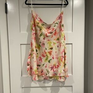 Charter club pink and green floral silk skirt